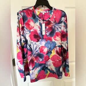 Chicos Zenergy Floral Women's Top - Pink and Blue Sz 3 $25